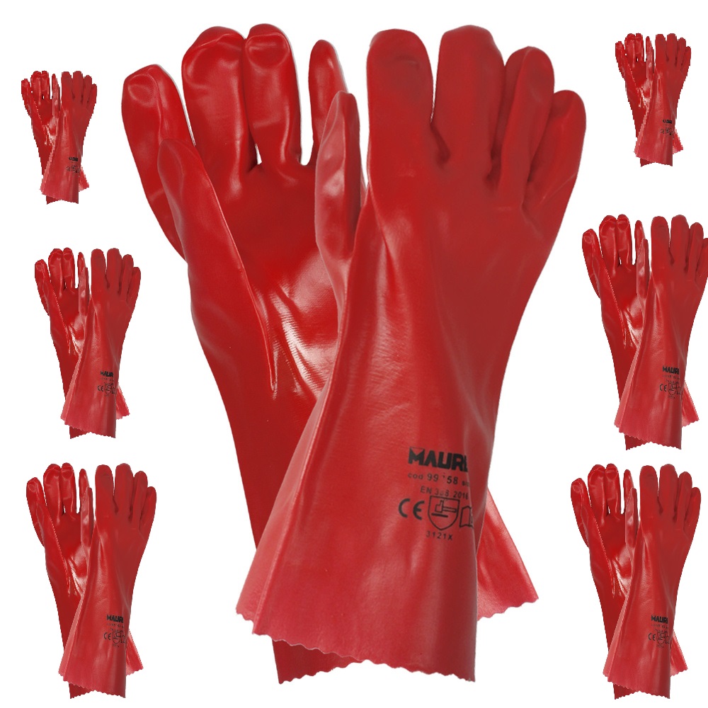 LOTE 20 GUANTES ROJO PVC MAURER 35 CM