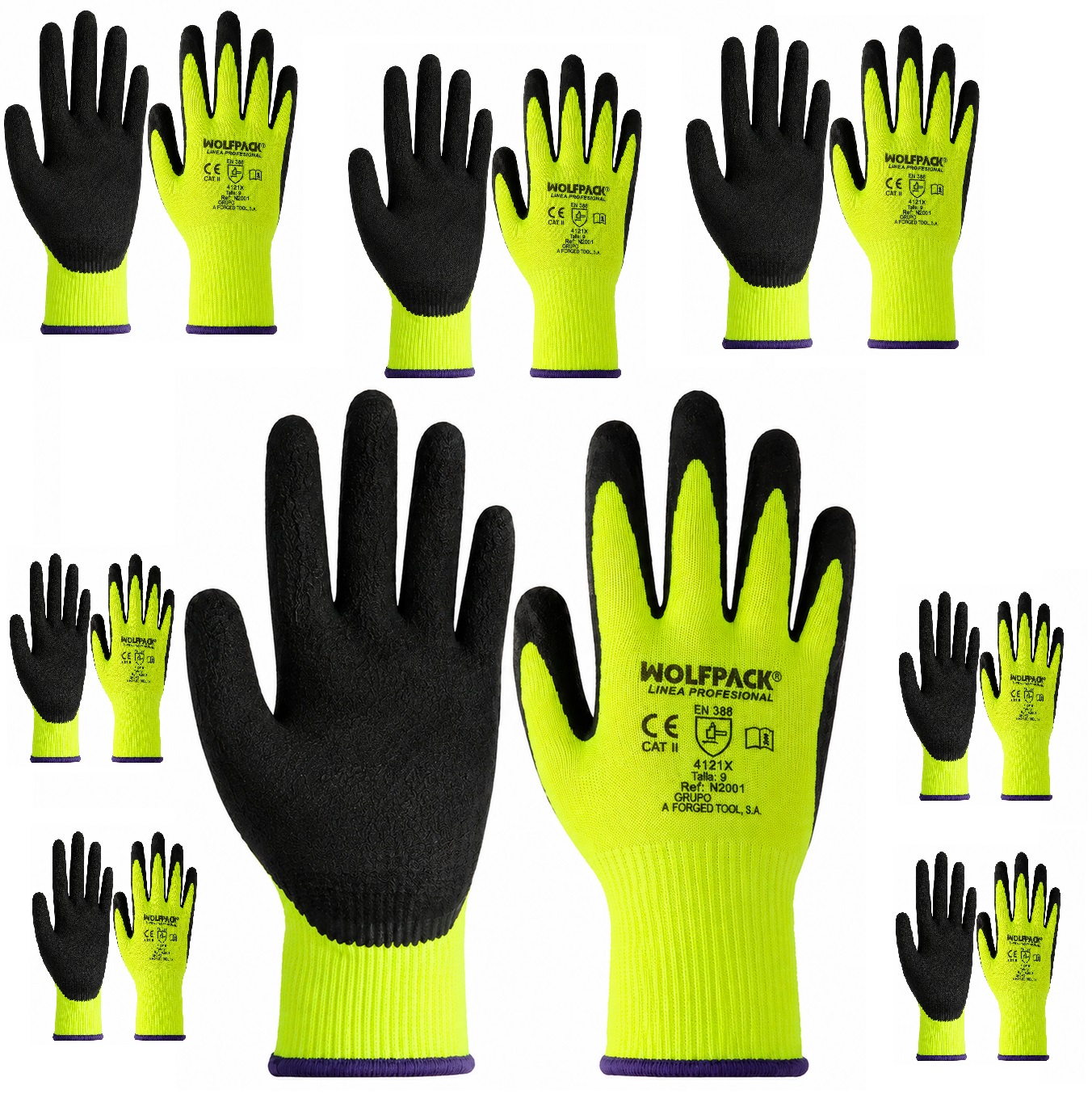LOTE 12 PARES GUANTE LATEX SOFT FOAM WOLFPACK